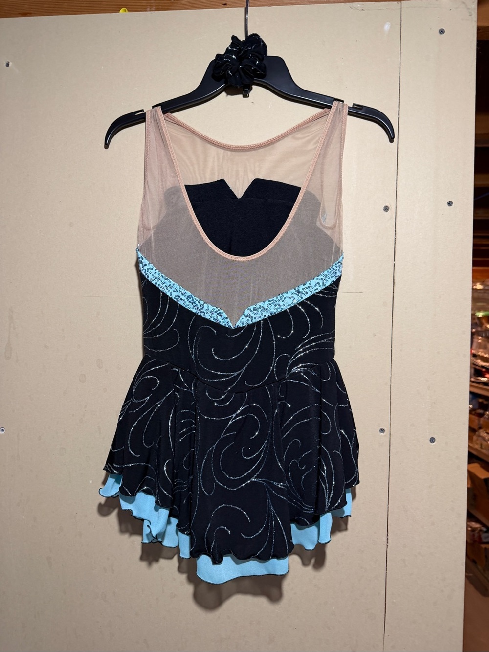 Black and Light Blue Mesh Skater Dress